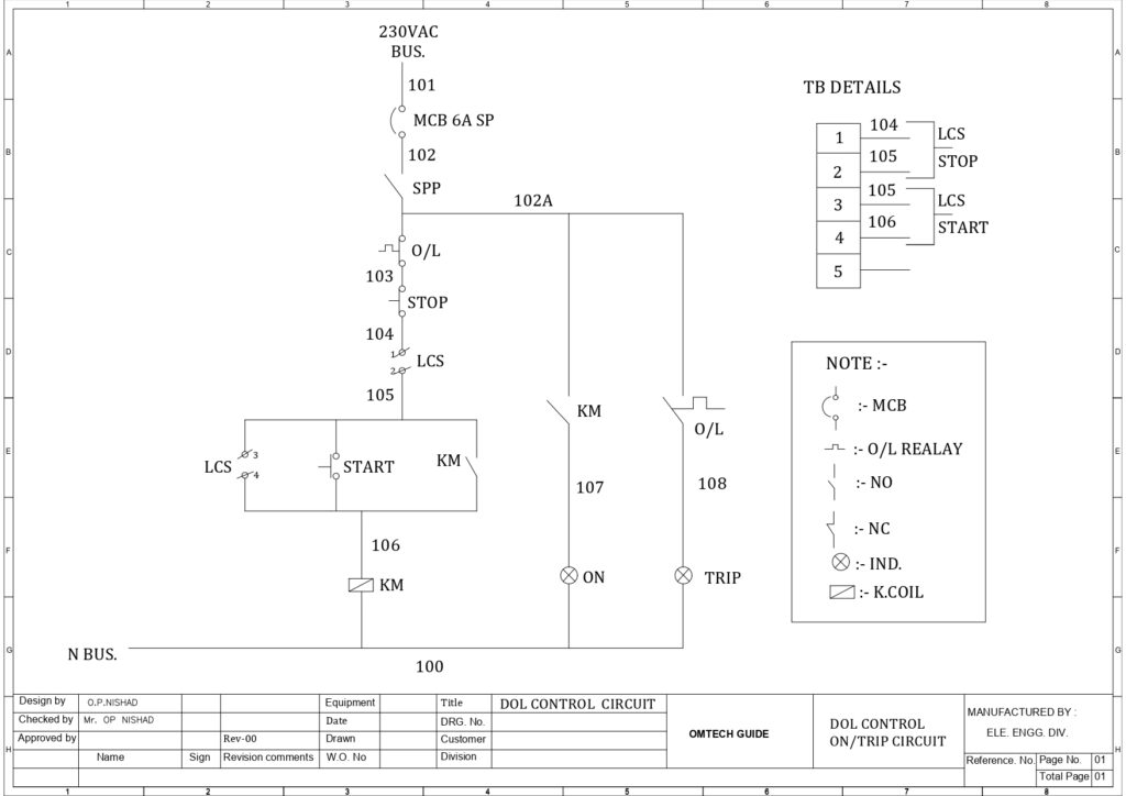 Dol Starter Control Wiring With On Trip Indication