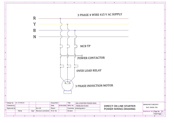 direct on line starter power drawing