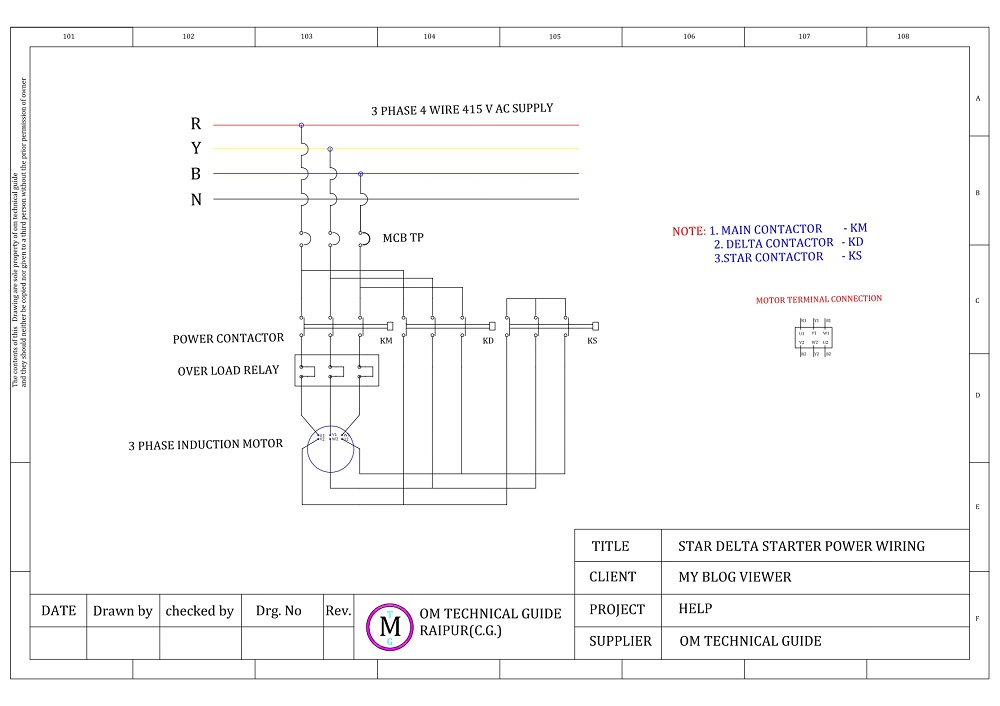 star delta starter power wiring